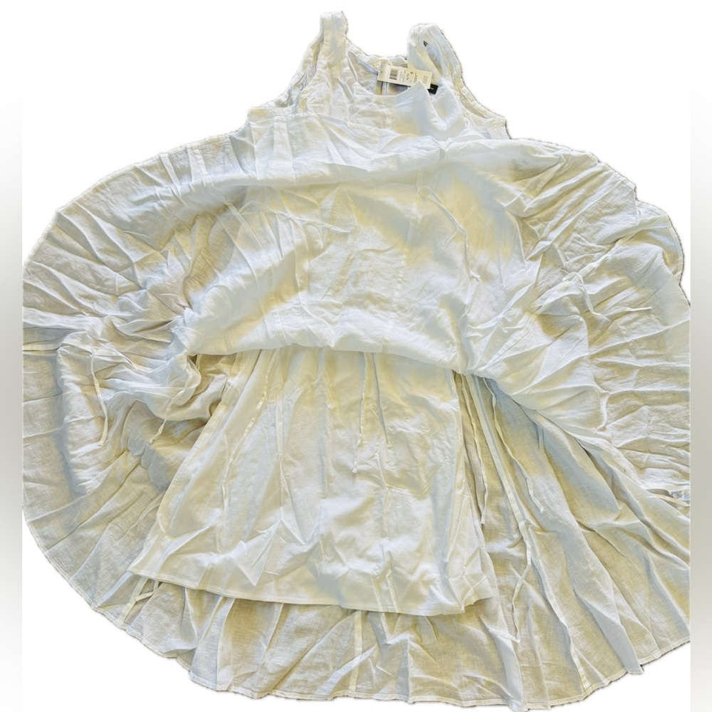 $400 NWT EILEEN FISHER White  Handkerchief w/ Ties Linen Scoop Neck Dress XL - Picture 15 of 15